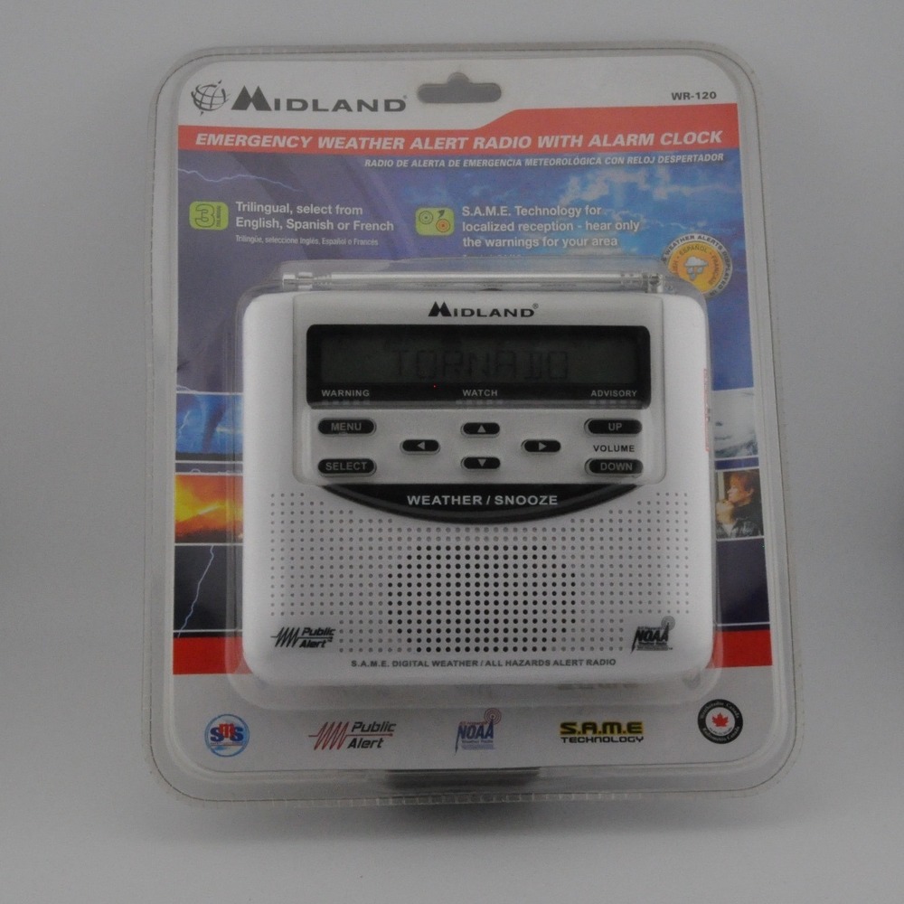 Midland WR-120 Weather Alert Radio White New S.A.M.E. Technology Trilingual